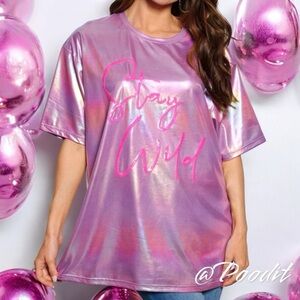 Stay wild metallic oversized tee S M L